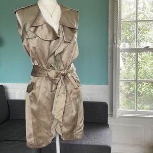 Cynthia Steffe Cream Utility Safari Ruffle Zip Front Mini  Dress